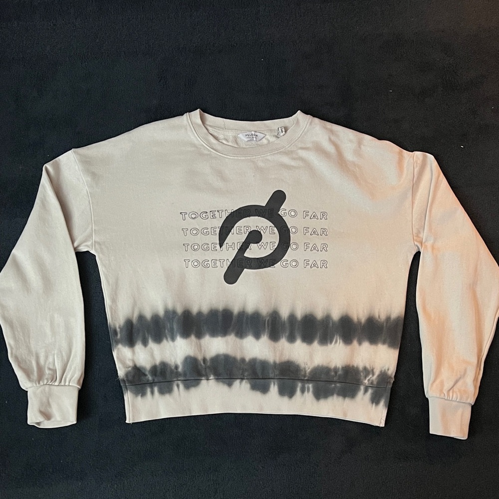 Peloton Grey and Navy Together We Go Far Tie Dye Graphic Terry Sweatshirt